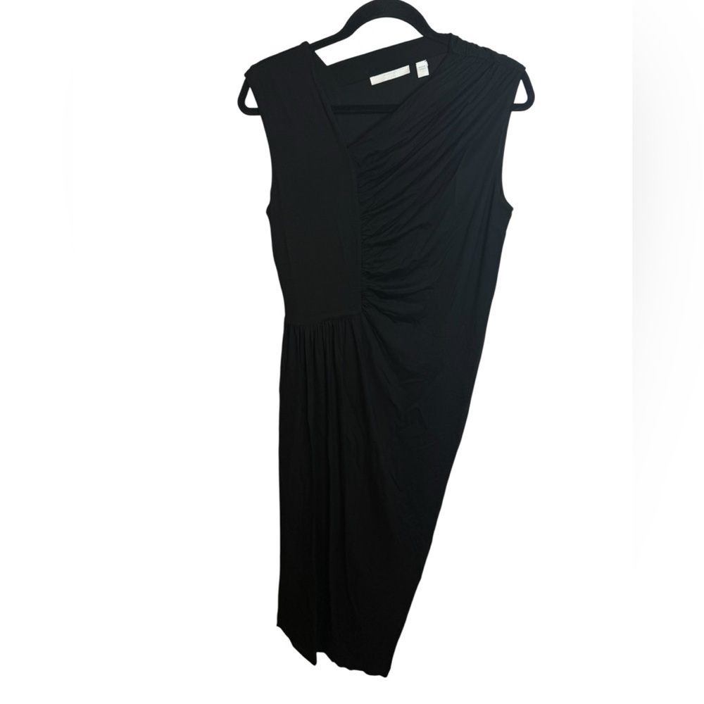 Hugo Boss Black Asymmetrical Neckline Ruched Jersey Knit Dress